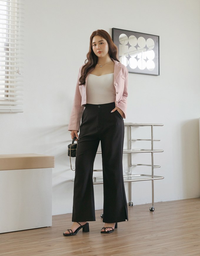 High Elastic Slit CEO Suit Pants