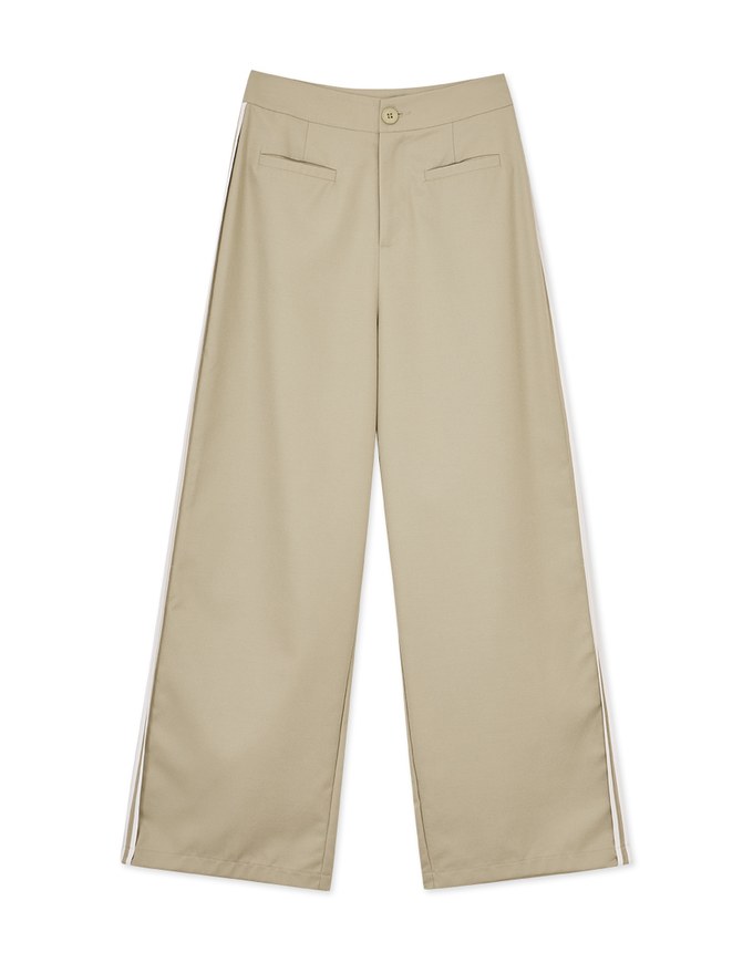 Double Line Slim Fit Suit Wide Pants
