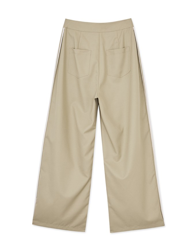 Double Line Slim Fit Suit Wide Pants
