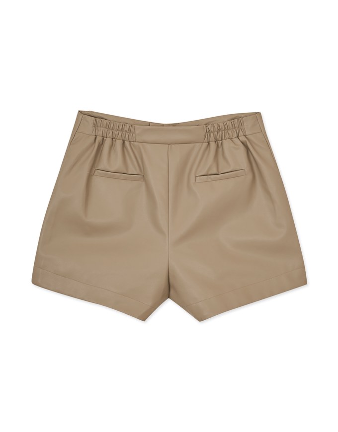 Single Button Faux Leather Wide Hem Shorts