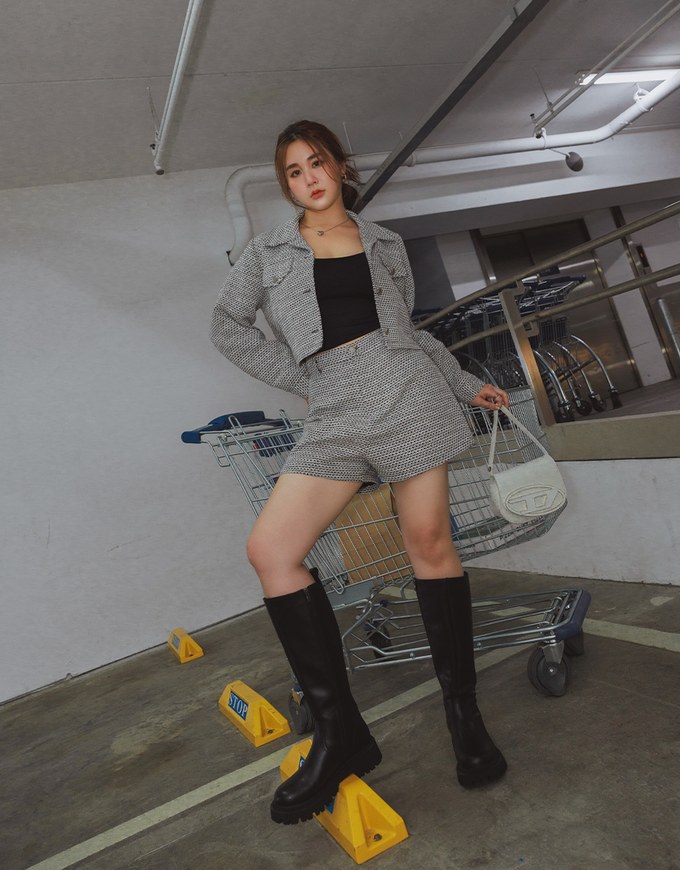 Retro Tweed Textured Shorts