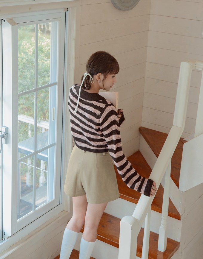 【MEIGO's Design】High Waisted Stitched Double Pocket Shorts