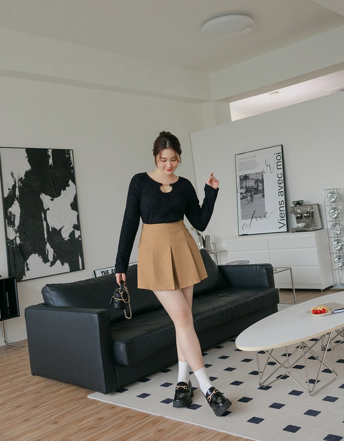 Textured Wide Pleated Skorts