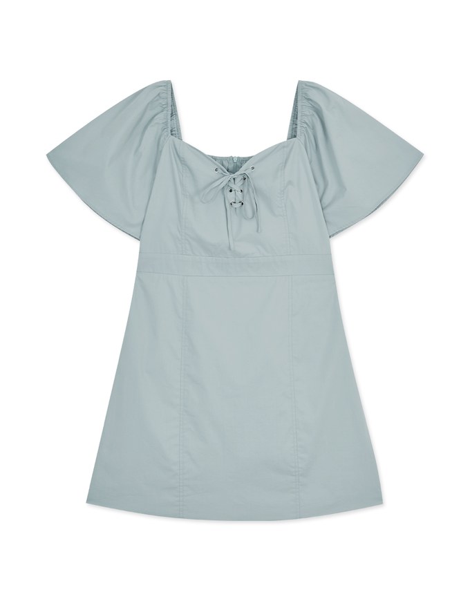 Peach Heart Neck Tie Mini Dress