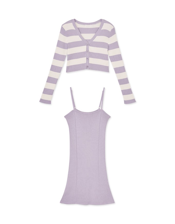 Two-Piece Wide Striped Knit Mini Dress