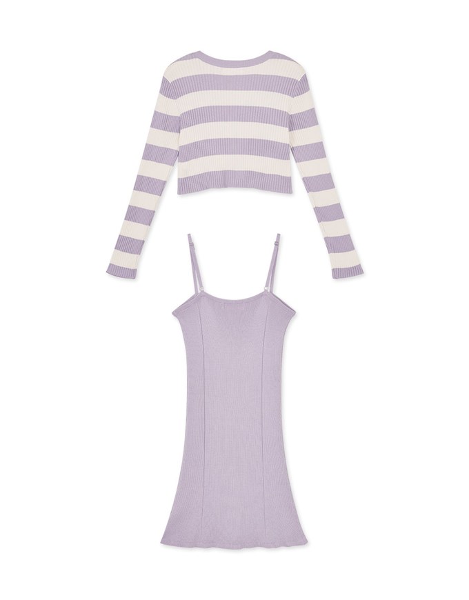 Two-Piece Wide Striped Knit Mini Dress