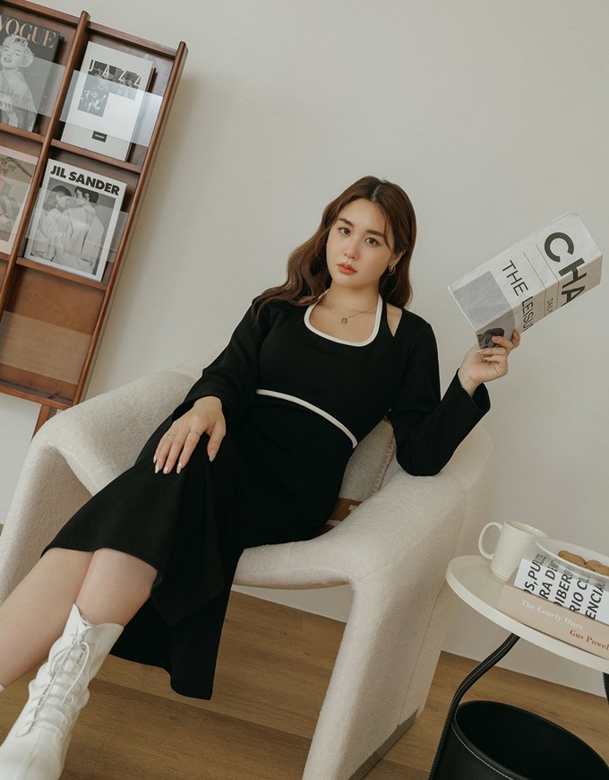 Halter Neck Hollow Knit Maxi Dress