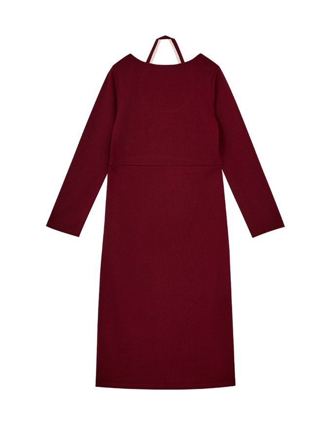 Halter Neck Hollow Knit Maxi Dress
