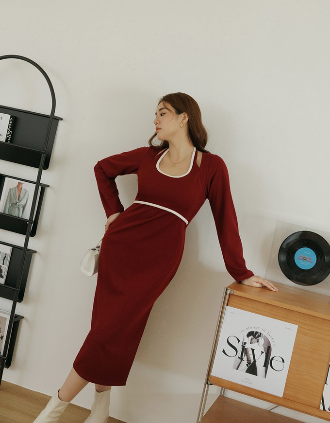 Halter Neck Hollow Knit Maxi Dress