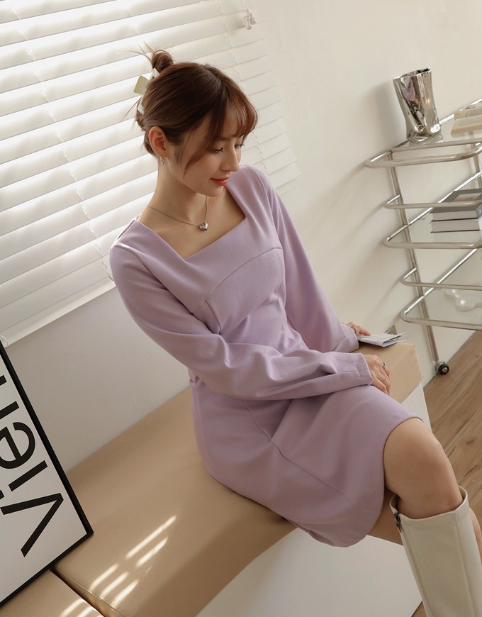Elegant Square Neck Umbrella Hem Mini Dress