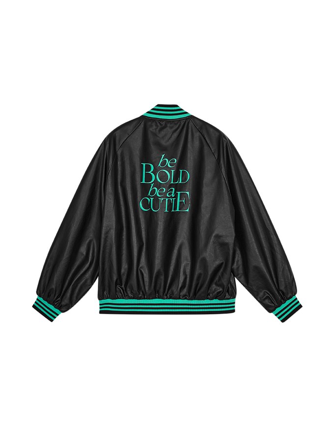 【SHIUAN'S DESIGN】Oversize Faux Leather Baseball Blazer Jacket