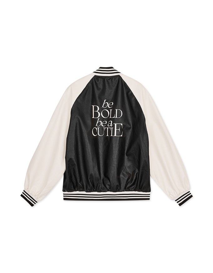 【SHIUAN'S DESIGN】Oversize Faux Leather Baseball Blazer Jacket