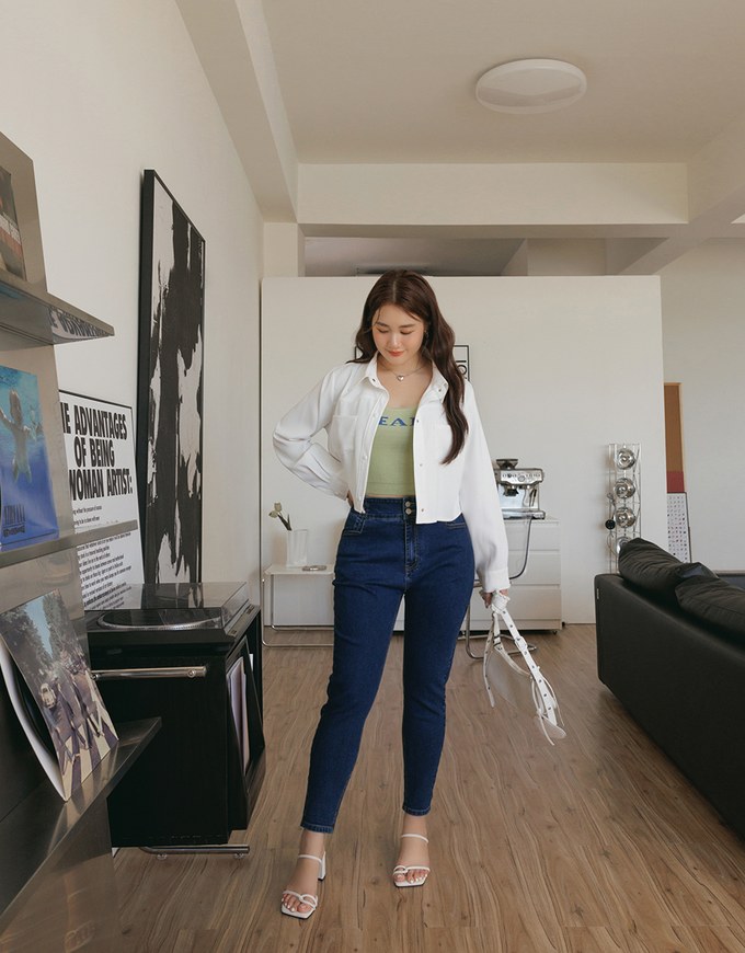 British Cropped Button-Down Blazer Jacket