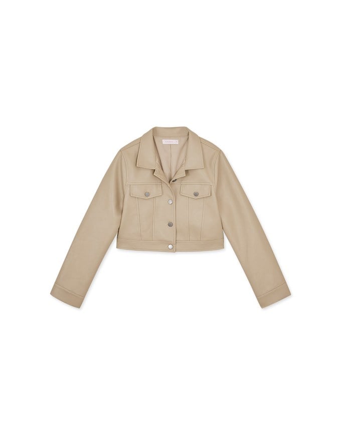 Matte Faux Leather Cropped Blazer Jacket