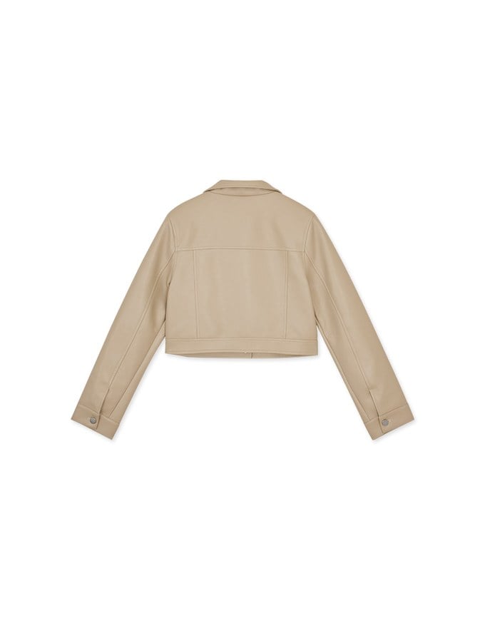 Matte Faux Leather Cropped Blazer Jacket
