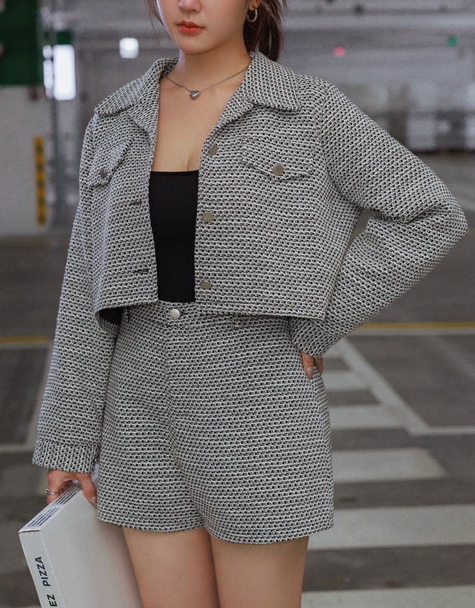 Vintage Tweed Textured Blazer Jacket