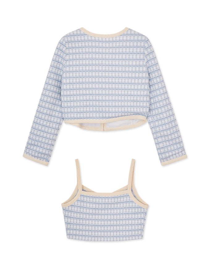 Gentle Plaid Tweed Top Set