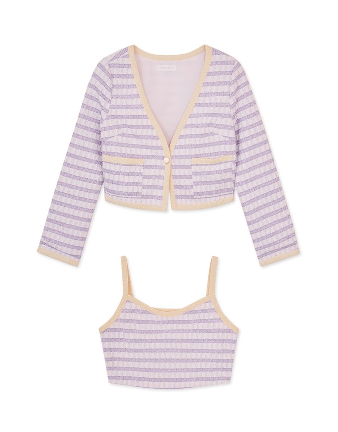 Gentle Plaid Tweed Top Set