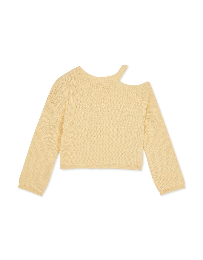 Off Shoulder Knit Long Sleeved Top