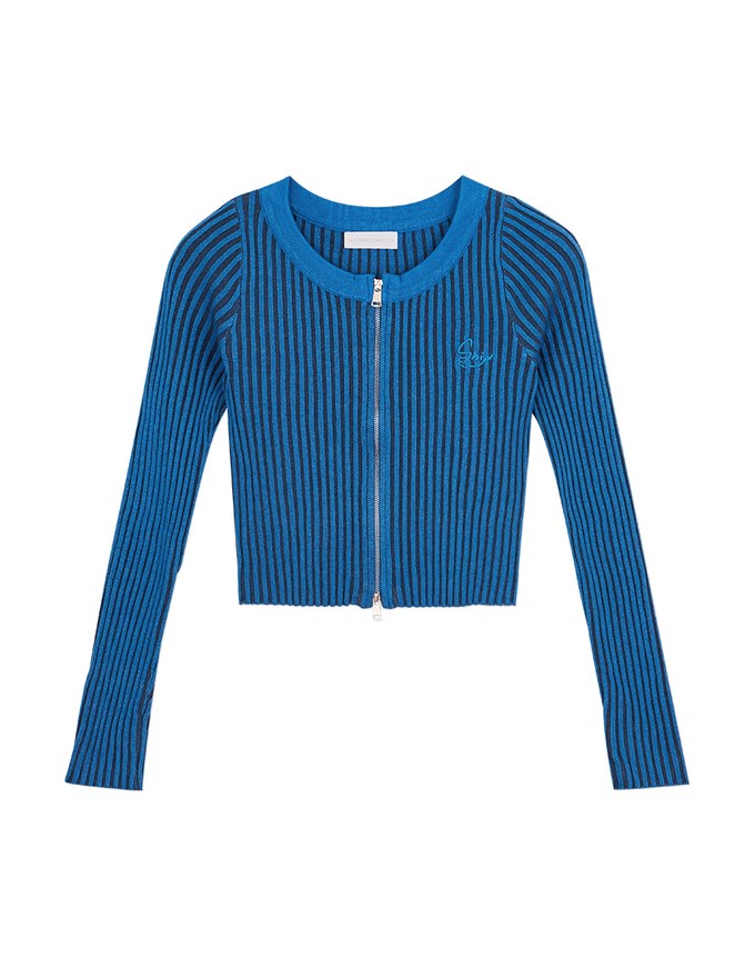 【SHIUAN'S DESIGN】Retro Straight Double Zip Knit Top