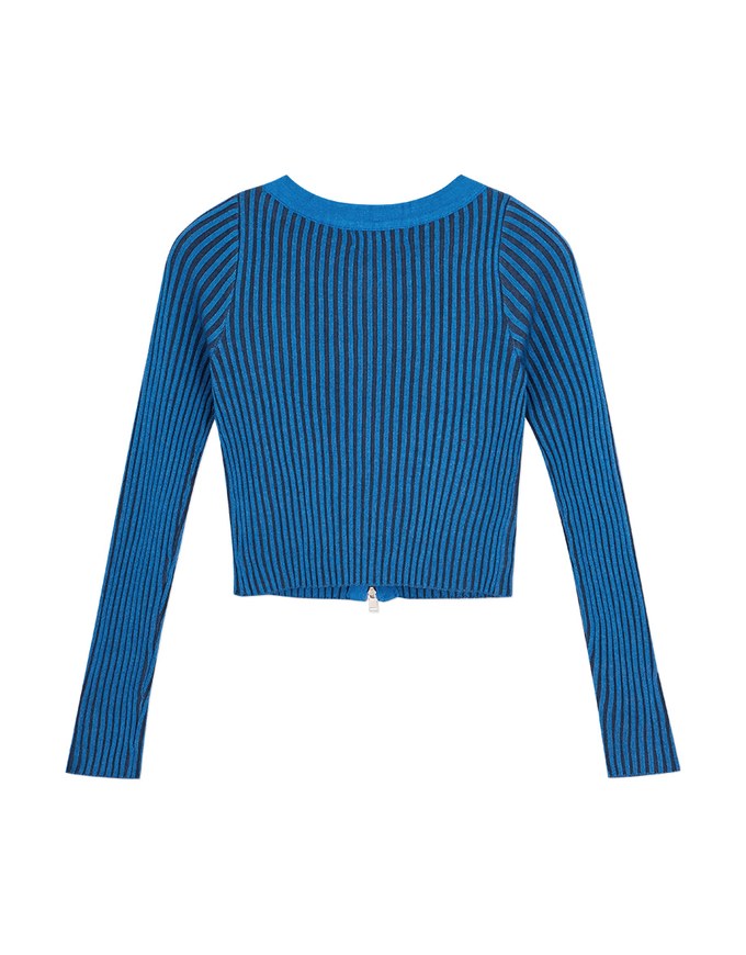 【SHIUAN'S DESIGN】Retro Straight Double Zip Knit Top