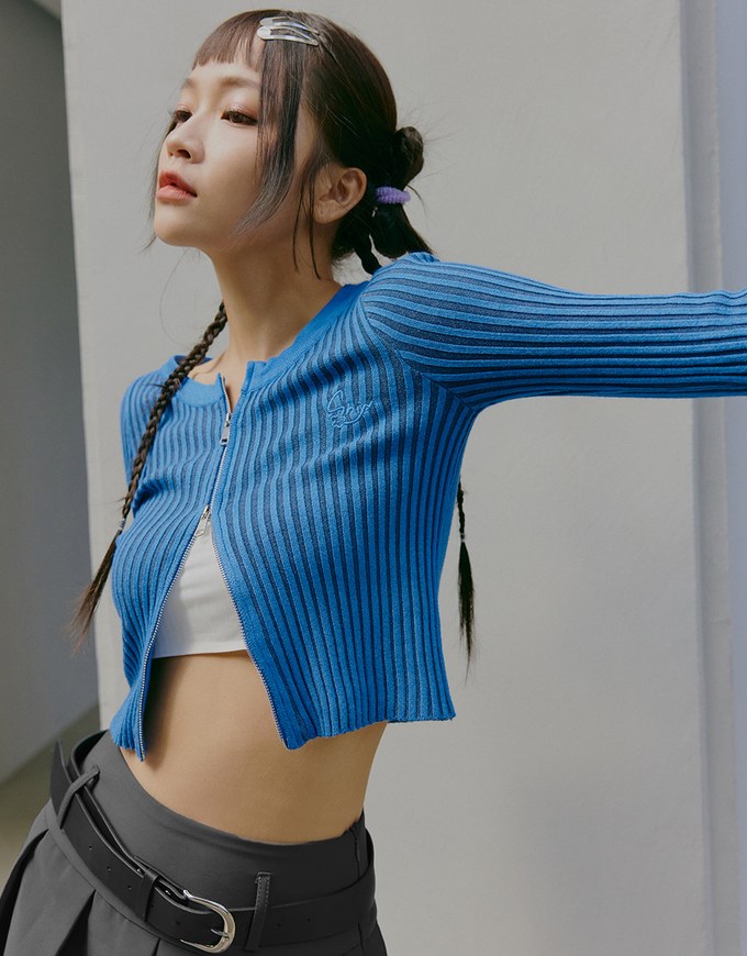 【SHIUAN'S DESIGN】Retro Straight Double Zip Knit Top