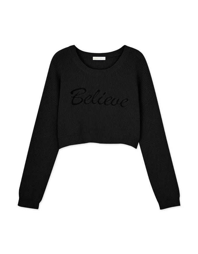 Textured Embroidered Knit Top