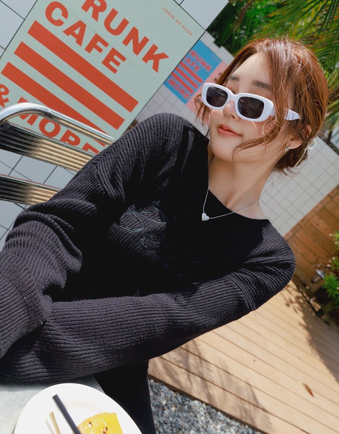 Textured Embroidered Knit Top