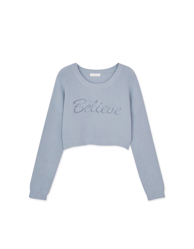 Textured Embroidered Knit Top