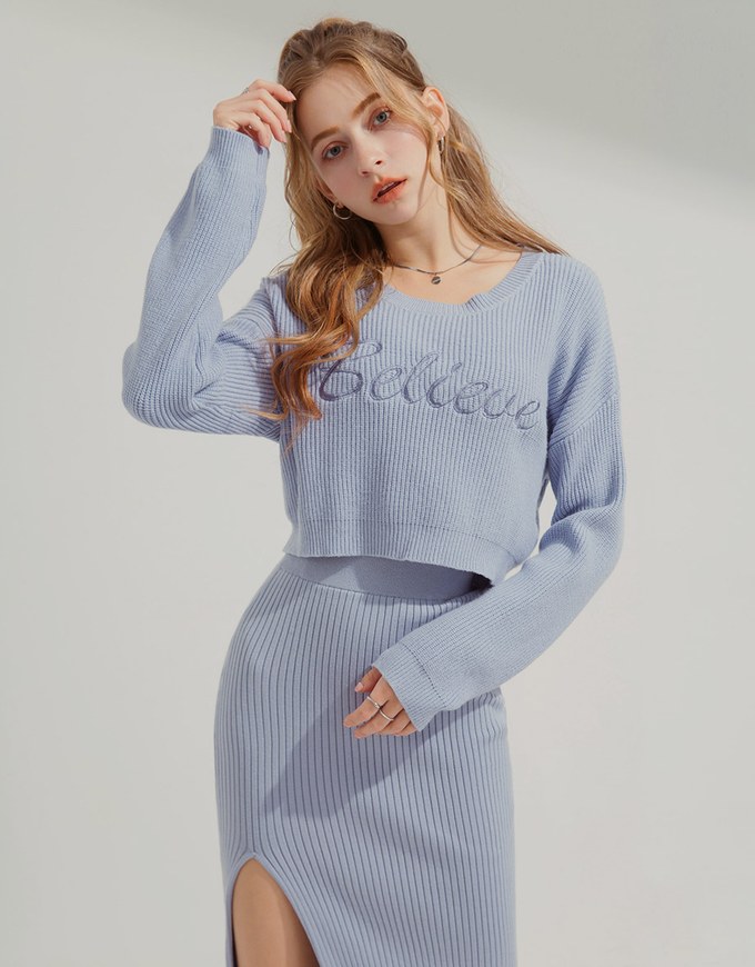 Textured Embroidered Knit Top
