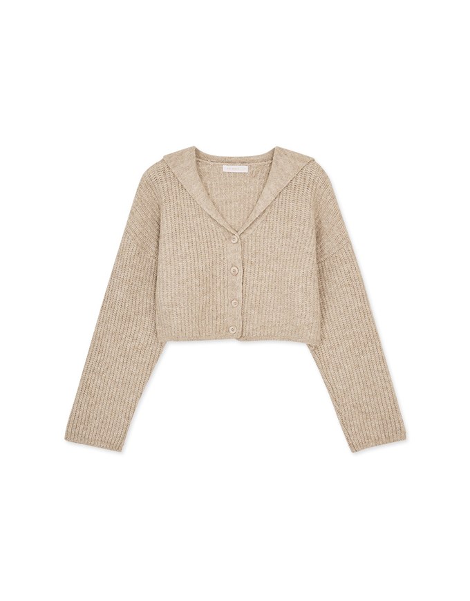 Knit Top Cardigan With Preppy Collar