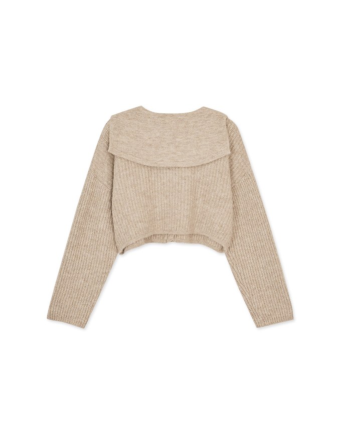 Knit Top Cardigan With Preppy Collar