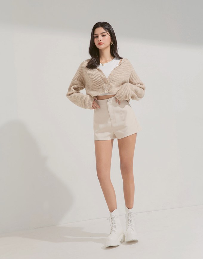 Knit Top Cardigan With Preppy Collar