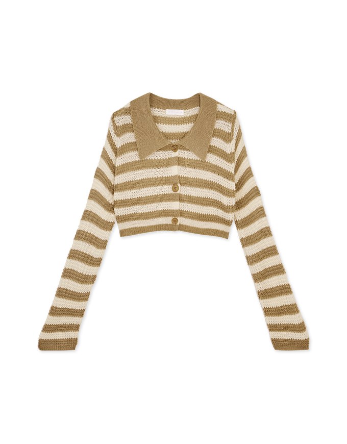 【MEIGO's Design】Sweet Sultry Big Collar Striped Knit Top