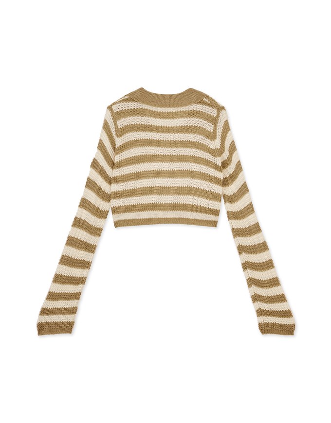 【MEIGO's Design】Sweet Sultry Big Collar Striped Knit Top