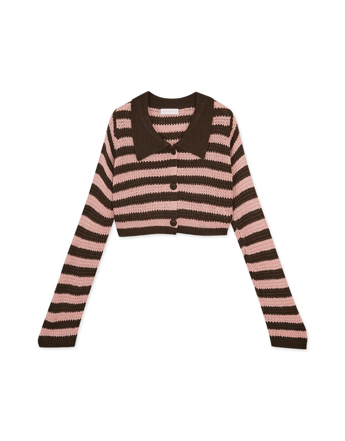 【MEIGO's Design】Sweet Sultry Big Collar Striped Knit Top