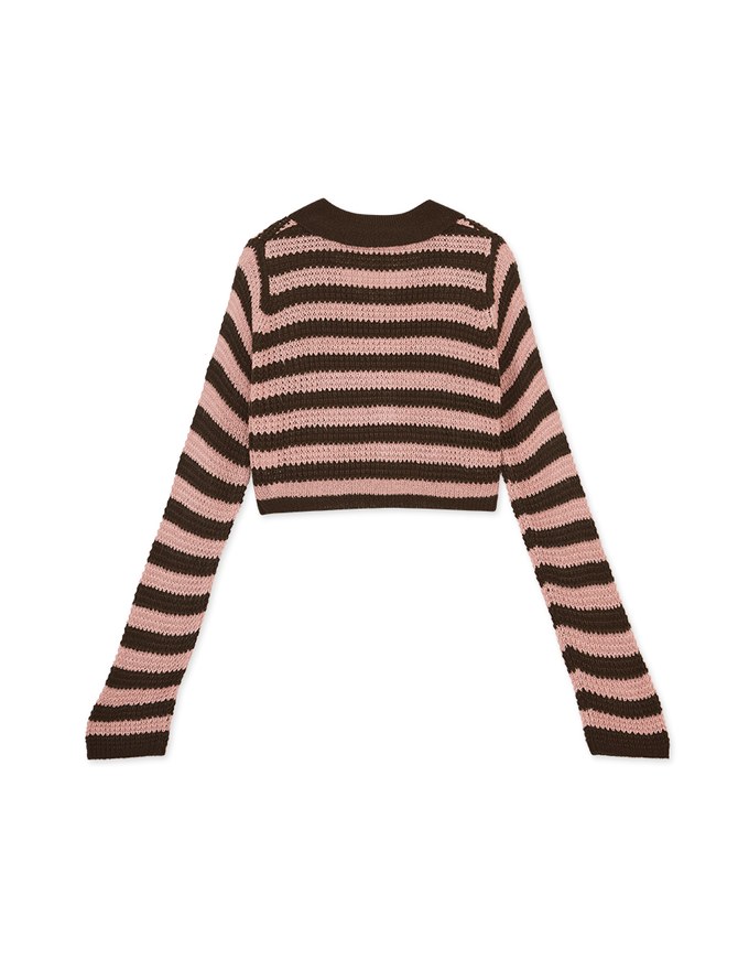 【MEIGO's Design】Sweet Sultry Big Collar Striped Knit Top
