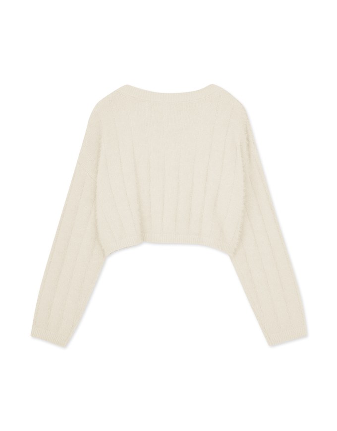 V Neck Fluffy Sweater Knit Top