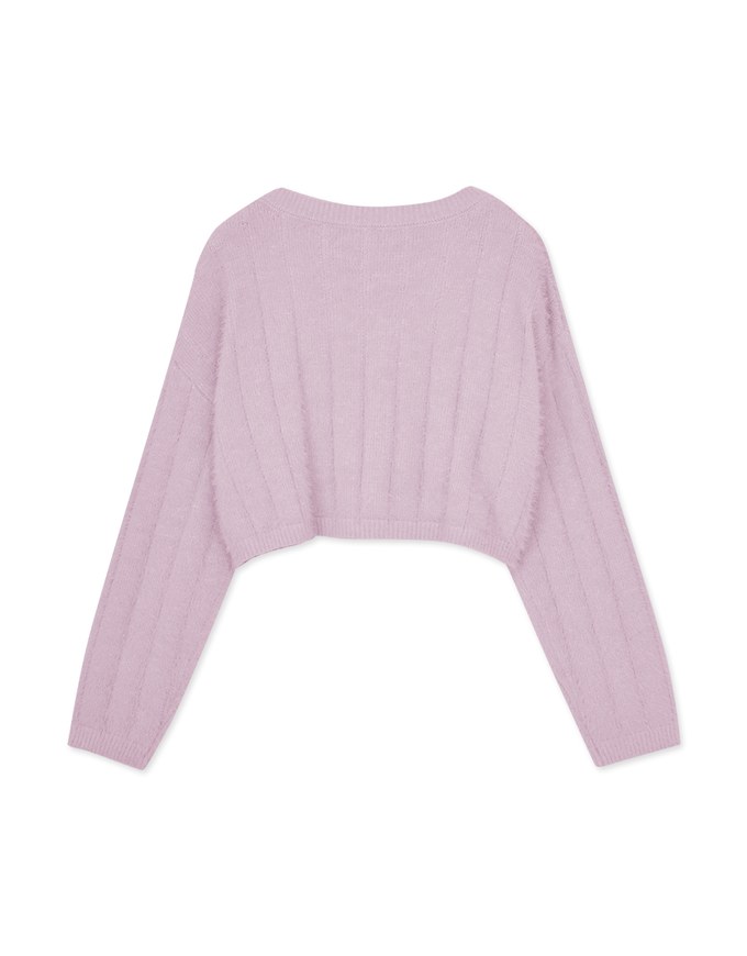 V Neck Fluffy Sweater Knit Top