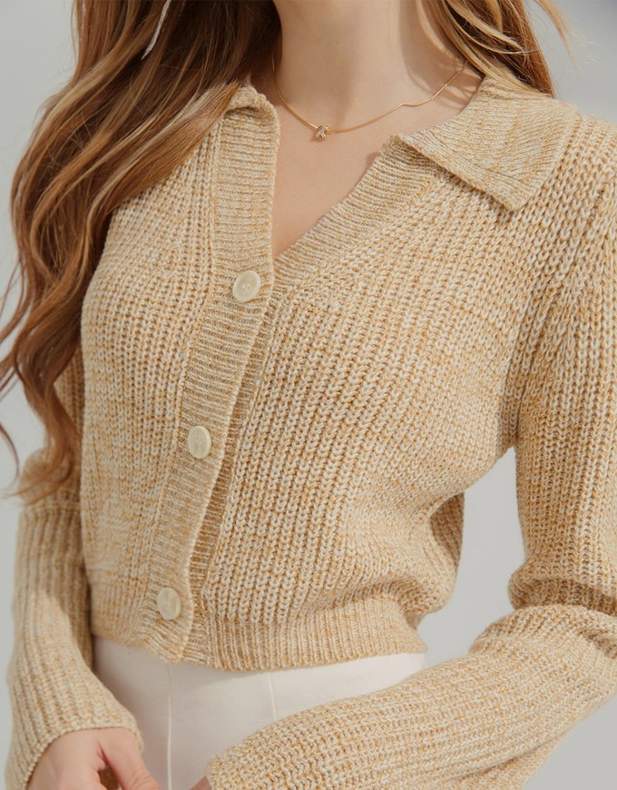 Lapel Mixed Knittted Top