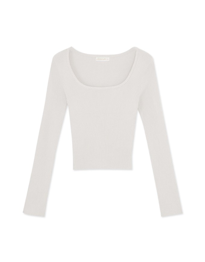 Solid Color U-neck Knit Top