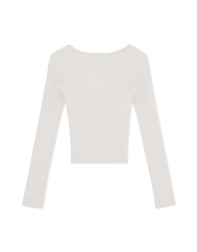 Solid Color U-neck Knit Top