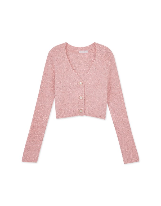 Fluffy Pearl Button Knit Top