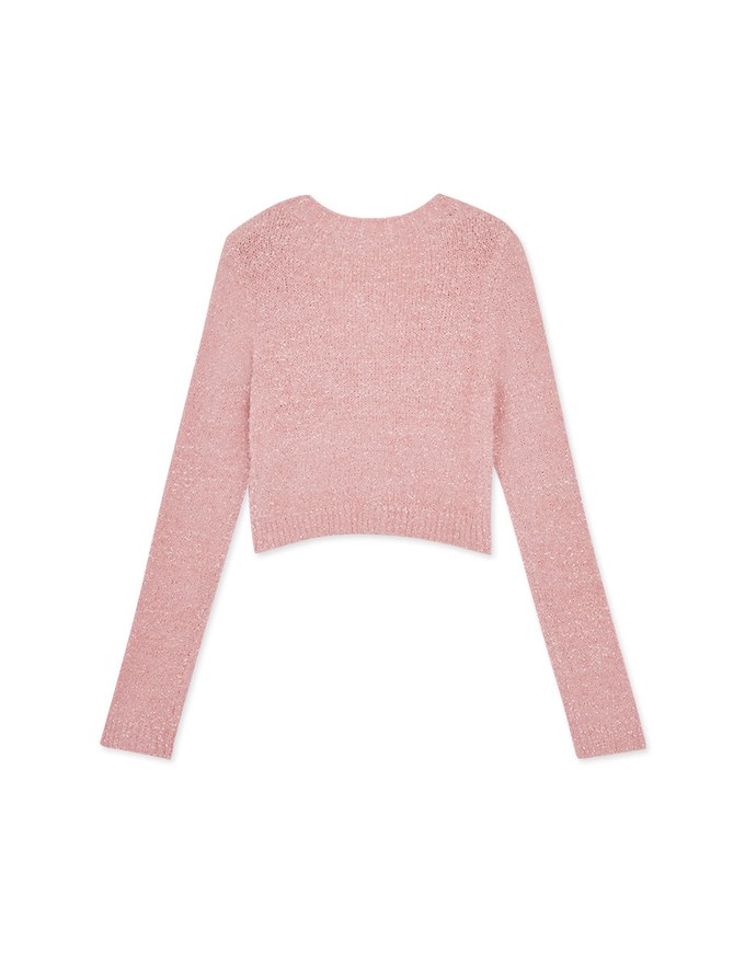 Fluffy Pearl Button Knit Top