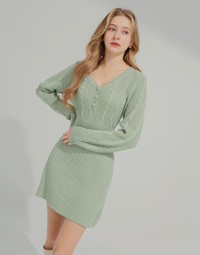 V-neck Twist Bodycons Mini Dress