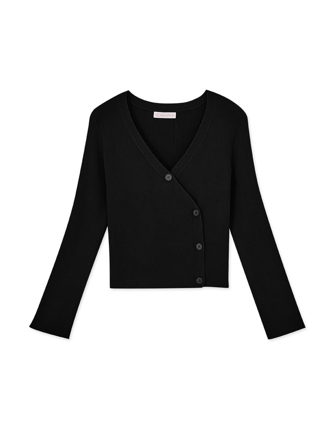 Skewed Buttoned Knit Top