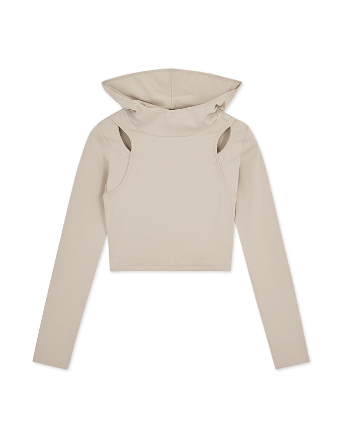 【SHIUAN'S DESIGN】Micro Cut Out Hooded Top