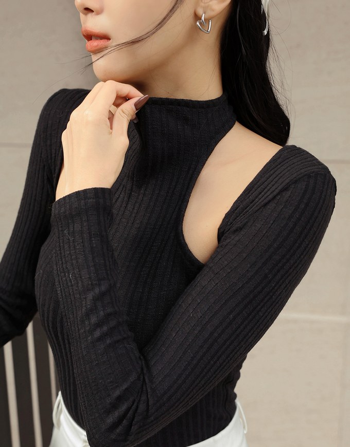 Off-Shoulder Hollow Knit Top