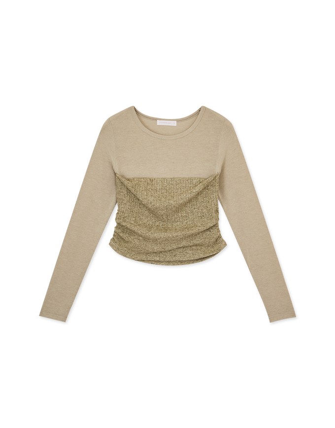 Sheer Paneled Side Scrunch Top