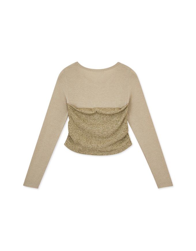 Sheer Paneled Side Scrunch Top